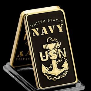 U.S. Navy rectangular Challenge Coin (new) Gold Tone
